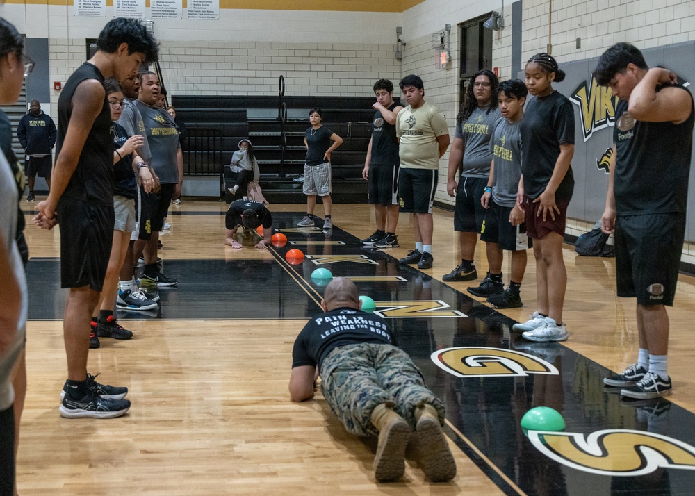 Austin North Marines visit Navarro Early College High School