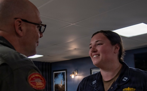 USS Carl Vinson (CVN 70) holds all-officers meeting