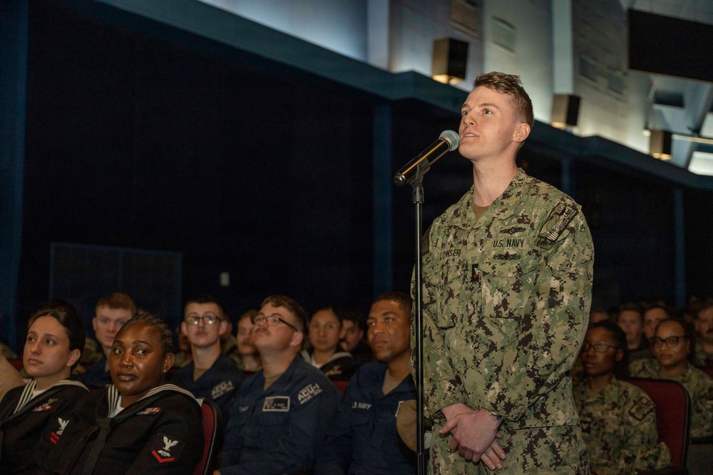 Chief of Naval Operations conducts all-hands call at Naval Air Station North Island