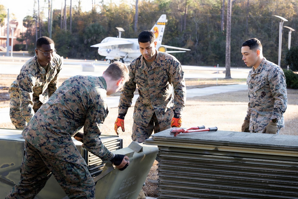 Marines Lay Expeditionary Matting for POW/MIA Memorial Aircraft Move