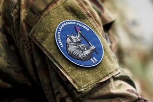 Fort McCoy Garrison Commander provides speech during repatching ceremony at Fort McCoy