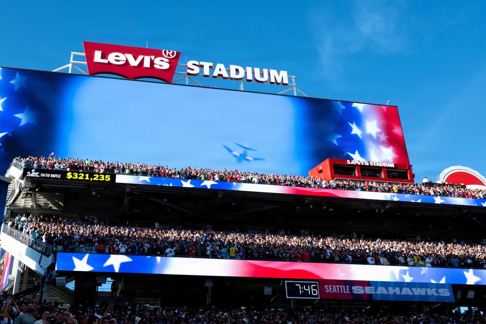 Air Force, Navy, Air National Guard conduct 8-aircraft flyover at 2026 Super Bowl LX