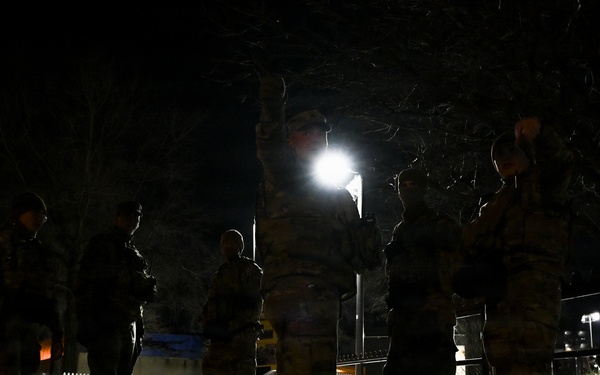 Senior leaders visit guardsmen supporting the mission after dark