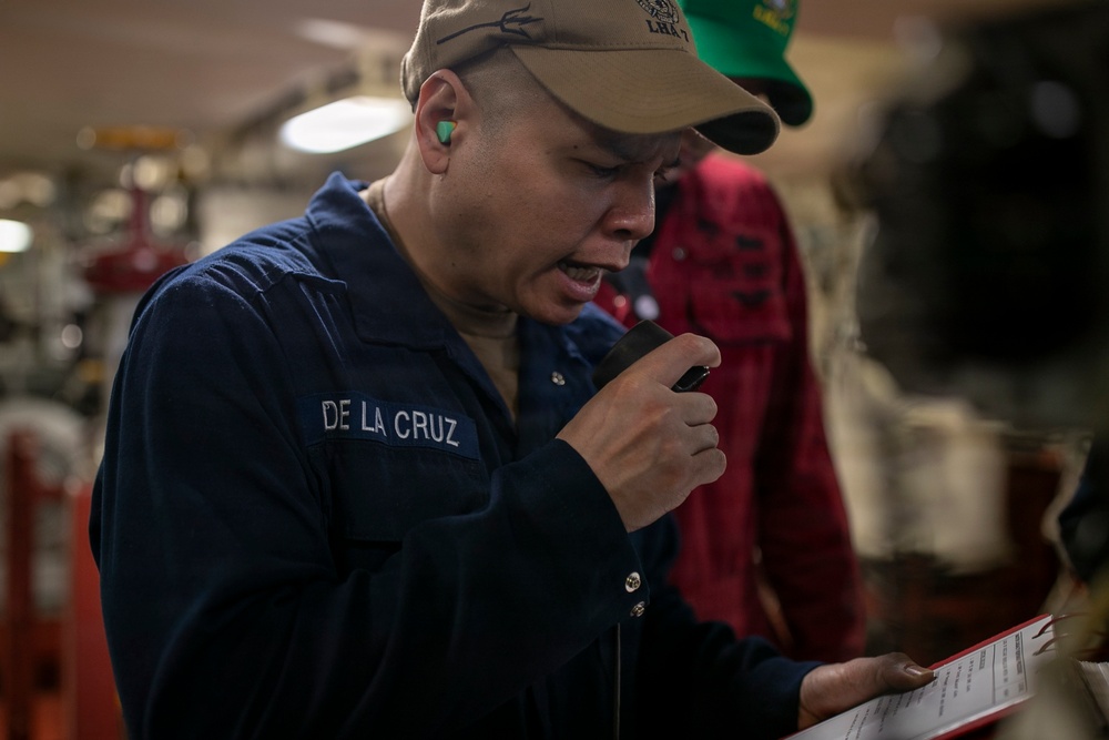 USS Tripoli Conducts Engineering Drill