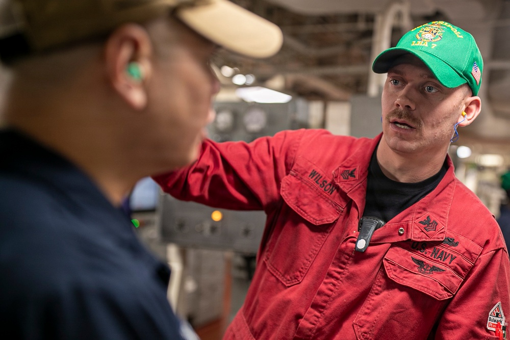 USS Tripoli Conducts Engineering Drill