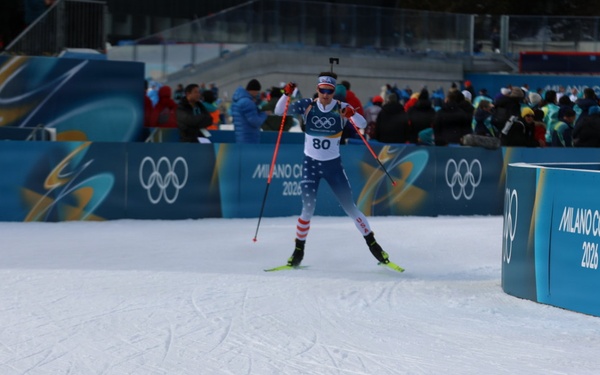 Spc. Sean Doherty competes in the 10K men's biathlon in the 2026 Winter Olympics