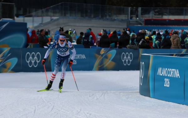 Spc. Sean Doherty competes in the 10K men's biathlon in the 2026 Winter Olympics