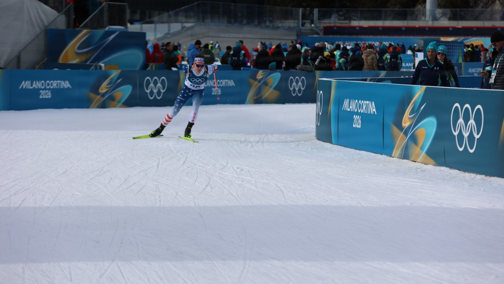 Spc. Sean Doherty competes in the 10K men's biathlon in the 2026 Winter Olympics