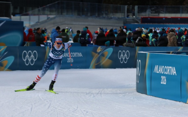 Spc. Sean Doherty competes in the 10K men's biathlon in the 2026 Winter Olympics