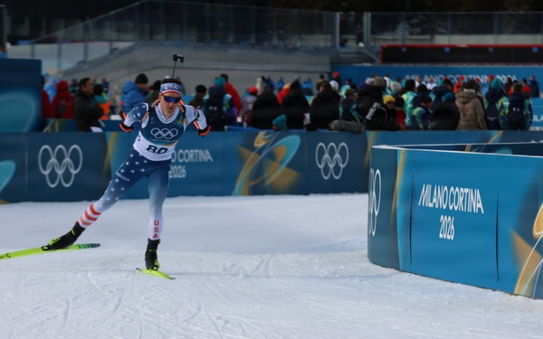 Spc. Sean Doherty competes in the 10K men's biathlon in the 2026 Winter Olympics