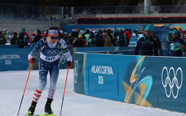 Spc. Sean Doherty competes in the 10K men's biathlon in the 2026 Winter Olympics