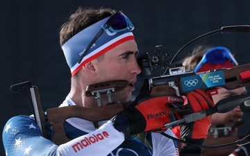 Spc. Sean Doherty competes in the 10K men's biathlon in the 2026 Winter Olympics