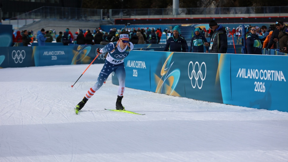 Spc. Sean Doherty competes in the 10K men's biathlon in the 2026 Winter Olympics