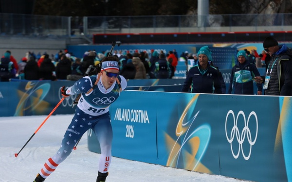 Spc. Sean Doherty competes in the 10K men's biathlon in the 2026 Winter Olympics