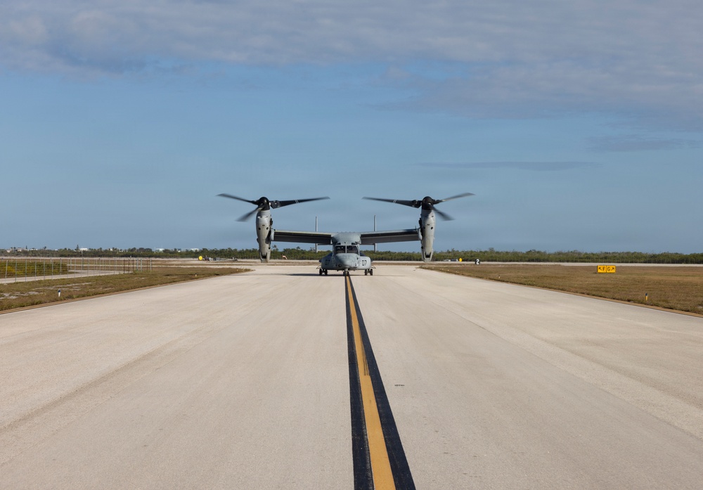 U.S. Marines with VMM-261 transport cargo