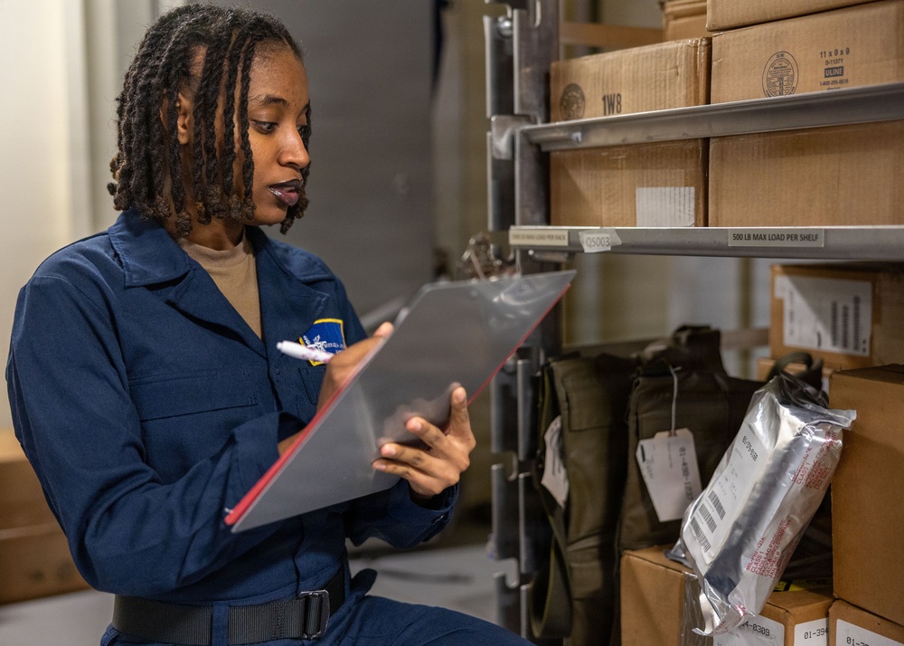 PCU John F. Kennedy's Supply Department Conducts Inventory