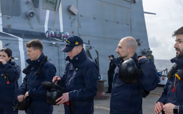 USS Bulkeley (DDG 84) and ITS Fasan (F 591) perform a cross deck visit, Feb. 10, 2026
