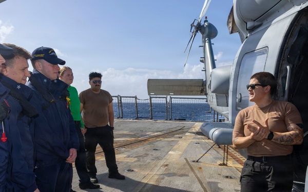 USS Bulkeley (DDG 84) and ITS Fasan (F 591) perform a cross deck visit, Feb. 10, 2026