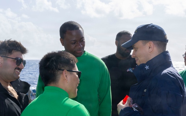 USS Bulkeley (DDG 84) and ITS Fasan (F 591) perform a cross deck visit, Feb. 10, 2026