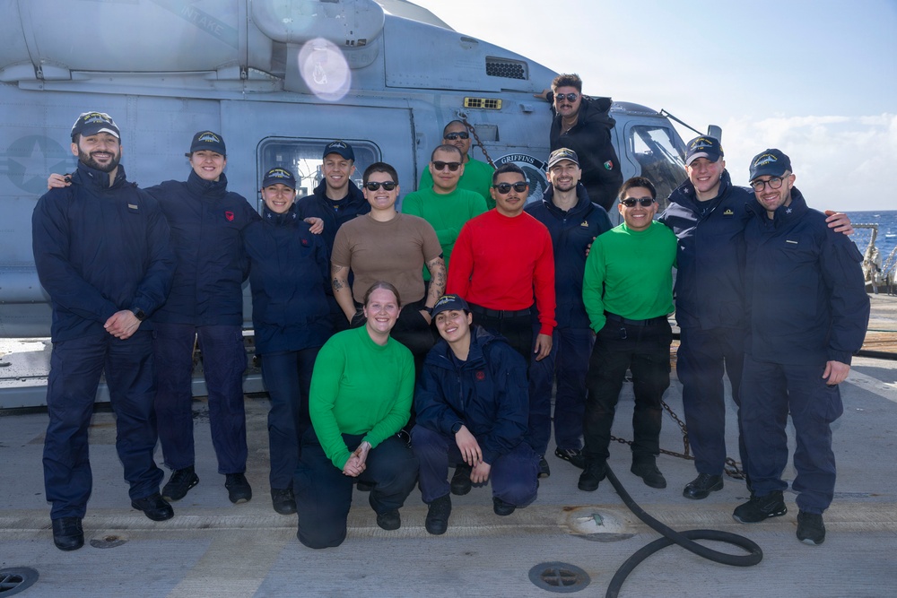 USS Bulkeley (DDG 84) and ITS Fasan (F 591) perform a cross deck visit, Feb. 10, 2026