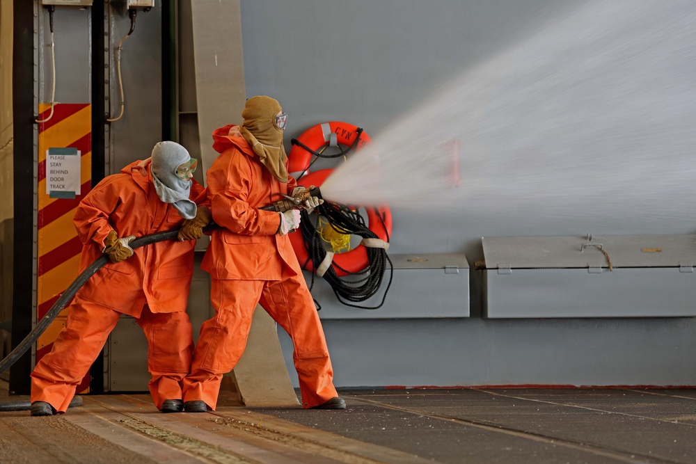 PCU John F. Kennedy Conducts AFFF Hose Testing