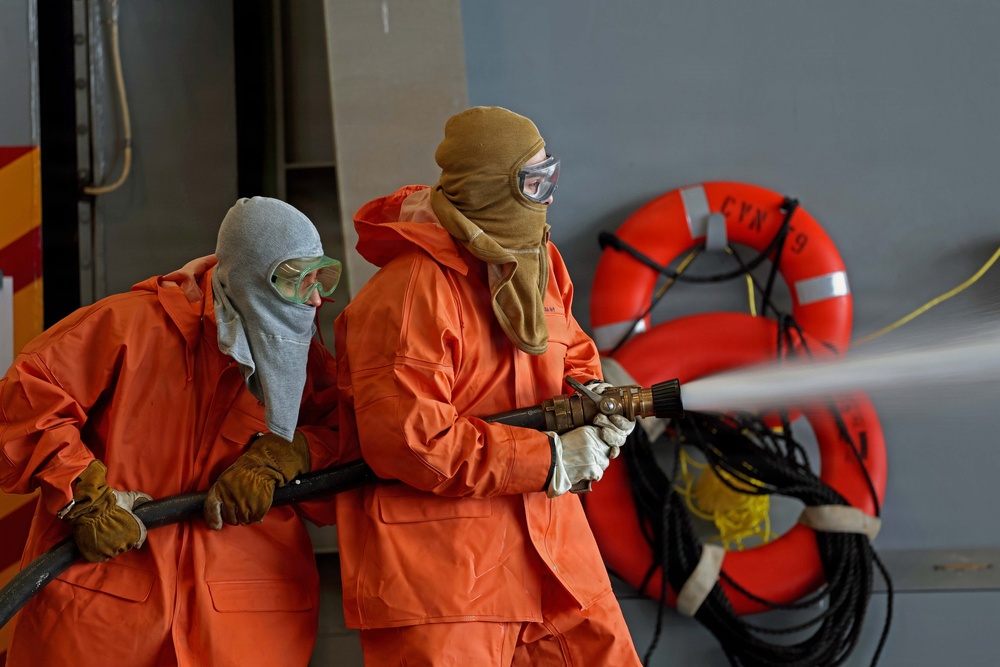 PCU John F. Kennedy Conducts AFFF Hose Testing