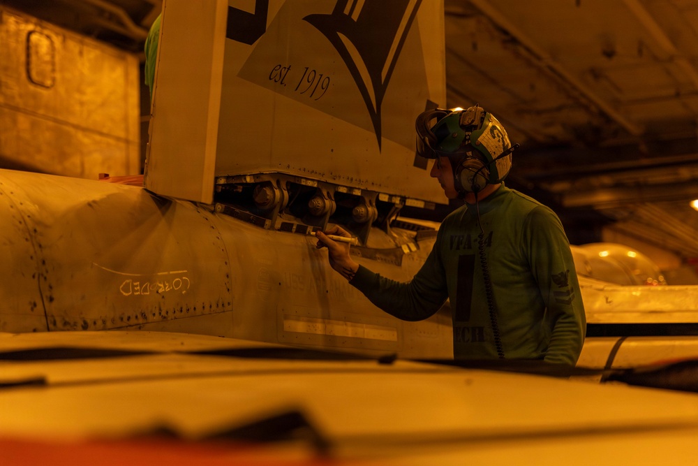 Abraham Lincoln Conducts Routine Aircraft Maintenance