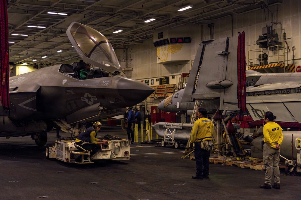 Abraham Lincoln Conducts Routine Aircraft Maintenance