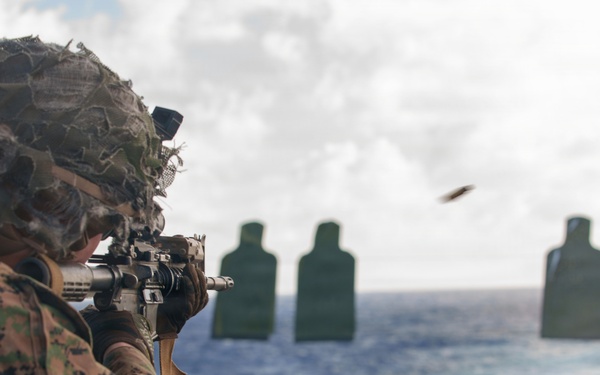 U.S. Marines assigned to Task Force Ashland Conduct Live-Fire Deck Shoot Aboard USS Ashland