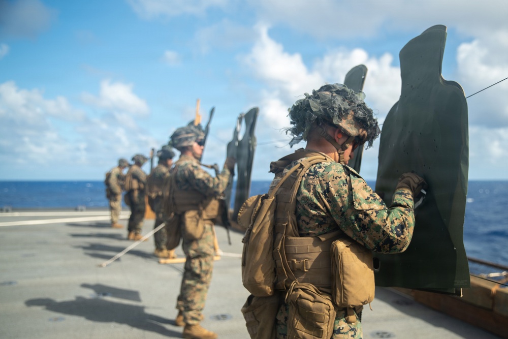 U.S. Marines assigned to Task Force Ashland Conduct Live-Fire Deck Shoot Aboard USS Ashland