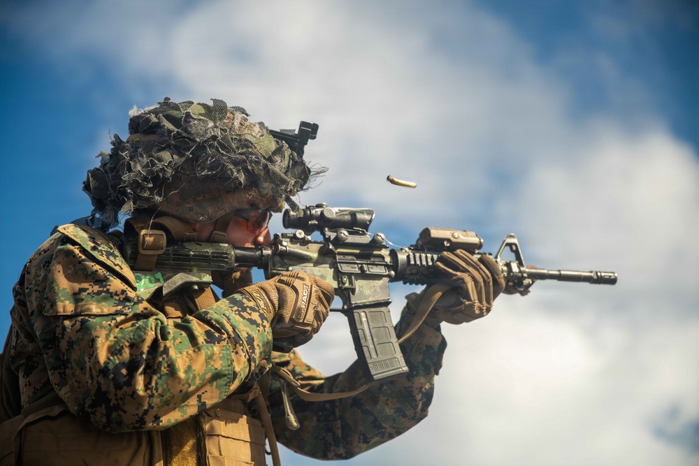 U.S. Marines assigned to Task Force Ashland Conduct Live-Fire Deck Shoot Aboard USS Ashland