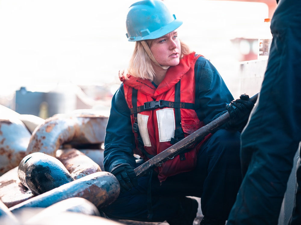 USS Theodore Roosevelt Anchor Chain Maintenance