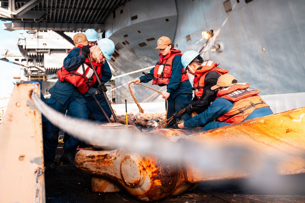 USS Theodore Roosevelt Anchor Chain Maintenance