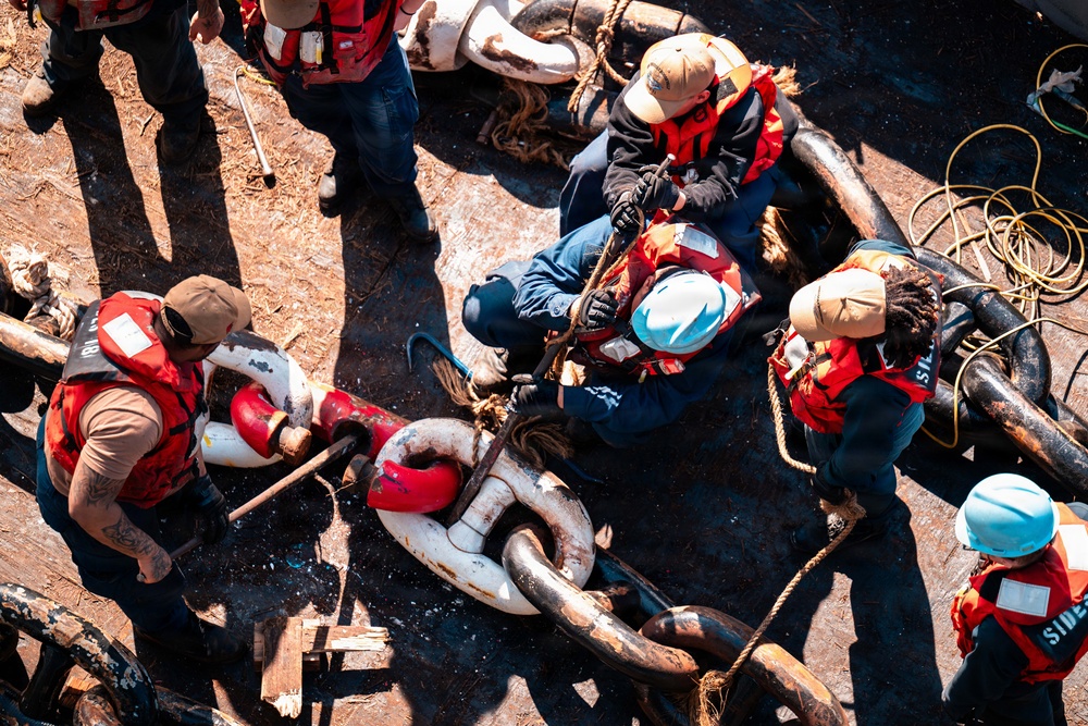 USS Theodore Roosevelt Anchor Chain Maintenance