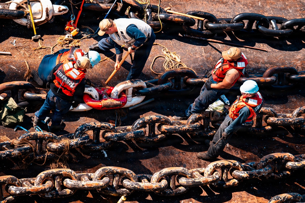 USS Theodore Roosevelt Anchor Chain Maintenance
