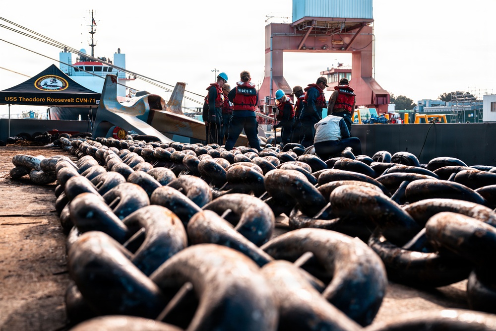 USS Theodore Roosevelt Anchor Chain Maintenance