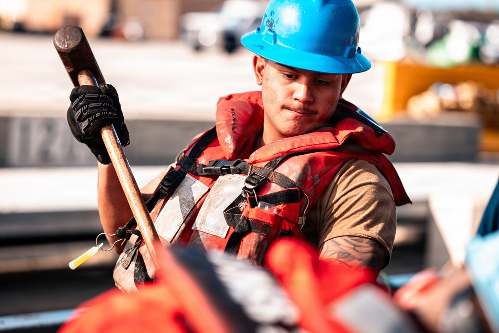 USS Theodore Roosevelt Anchor Chain Maintenance