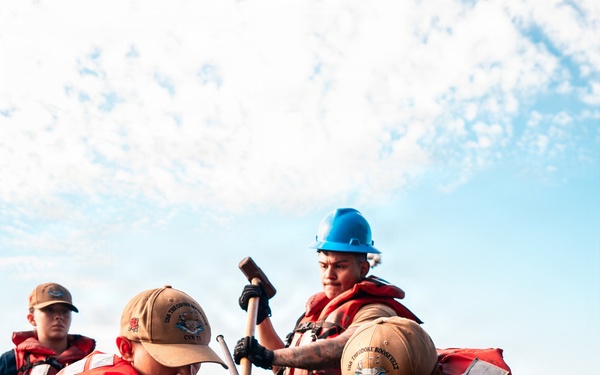 USS Theodore Roosevelt Anchor Chain Maintenance