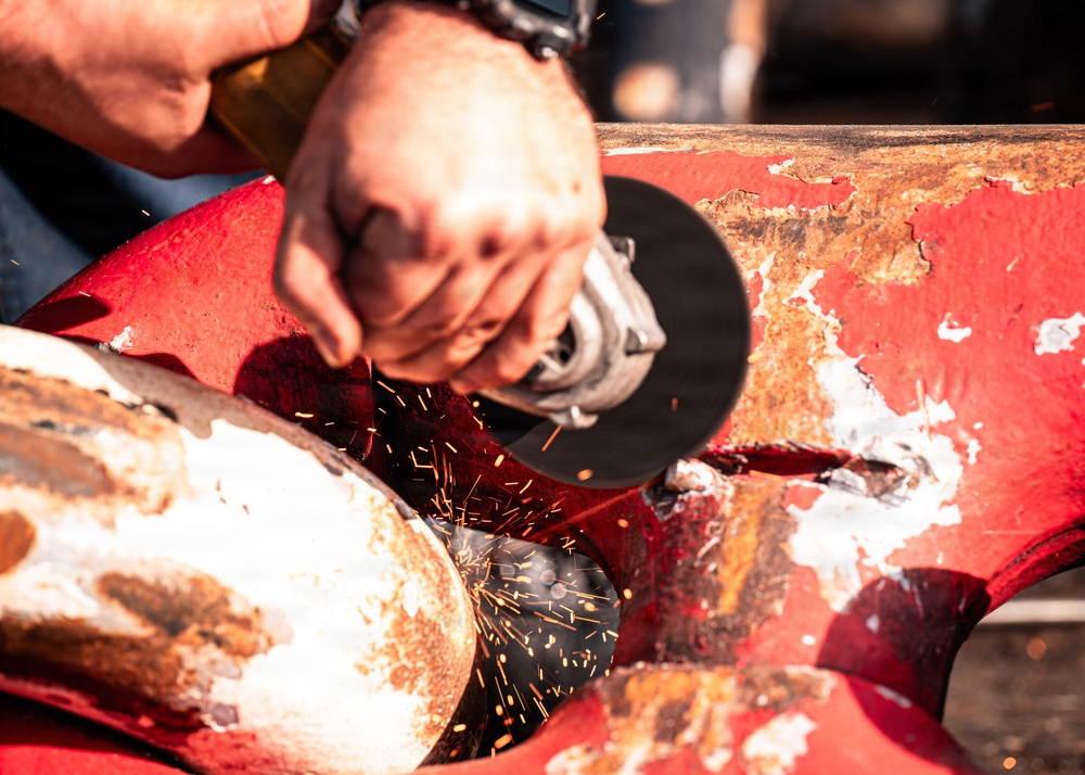 USS Theodore Roosevelt Anchor Chain Maintenance