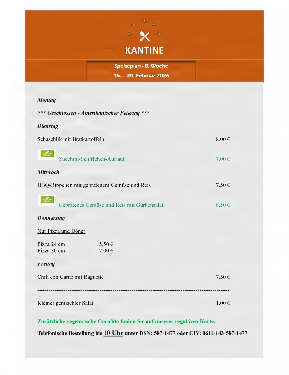 Kantine menu - 17 Feb 26