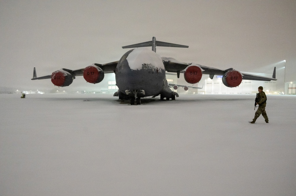 145th AW base during Winter Storm Gianna