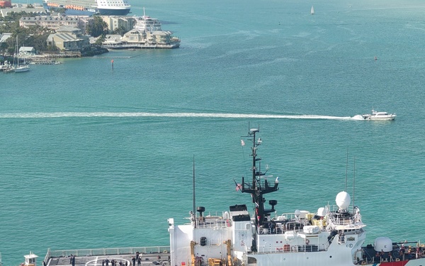Coast Guard Cutter Mohawk returns home from 60-day patrol after escorting two oil tankers in the Caribbean Sea, Gulf of America