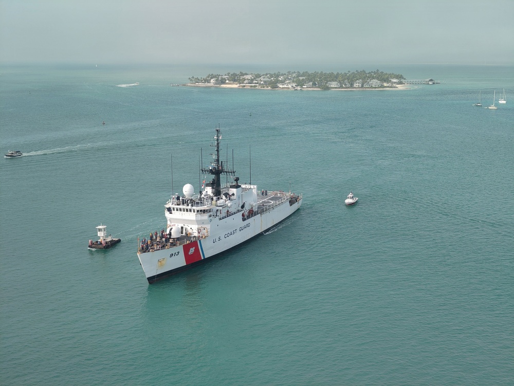 Coast Guard Cutter Mohawk returns home from 60-day patrol after escorting two oil tankers in the Caribbean Sea, Gulf of America