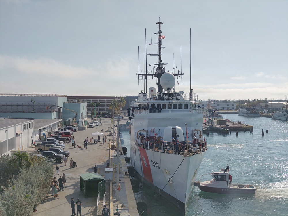 Coast Guard Cutter Mohawk returns home from 60-day patrol after escorting two oil tankers in the Caribbean Sea, Gulf of America
