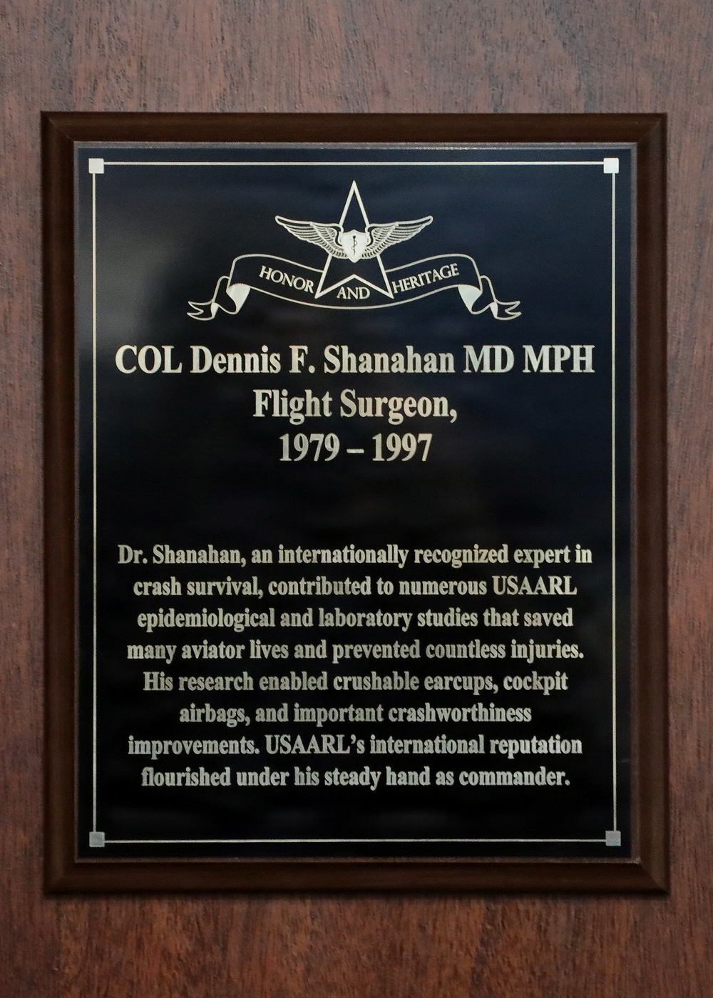Shanahan Elevated to USAARL’s Wall of Honor