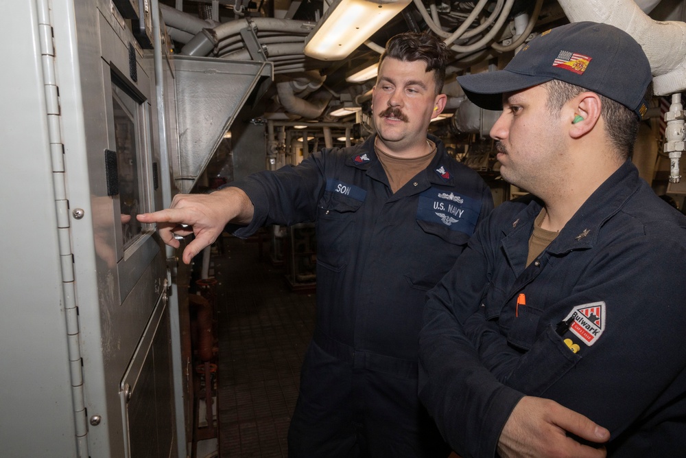 USS Bulkeley (DDG 84) Sailors perform maintenance in the engineering room, Jan. 27, 2026