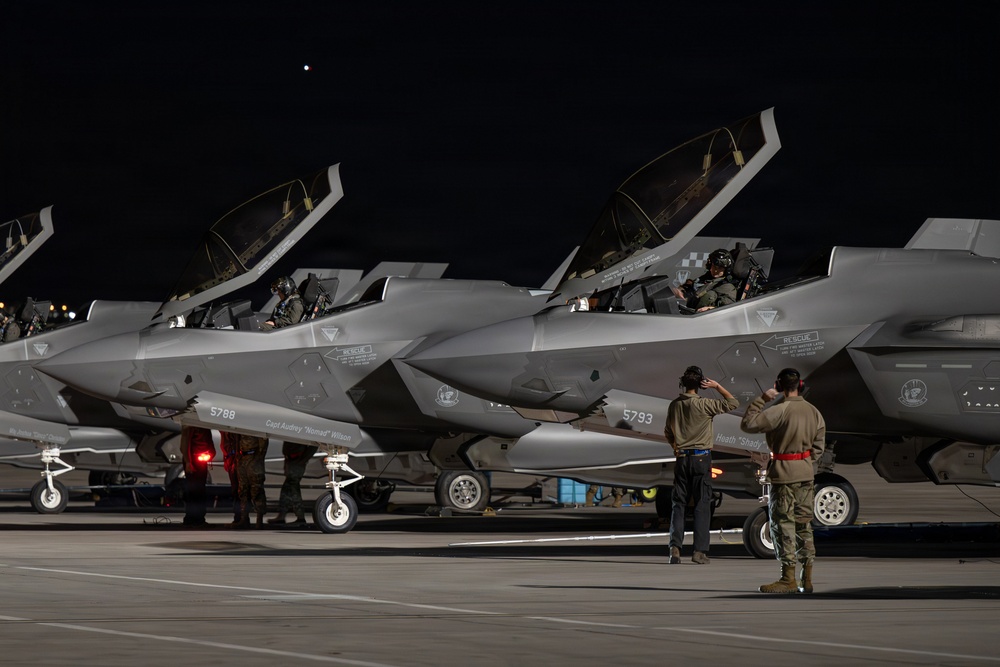Red Flag-Nellis 26-1 Tyndall AFB F-35s at night.
