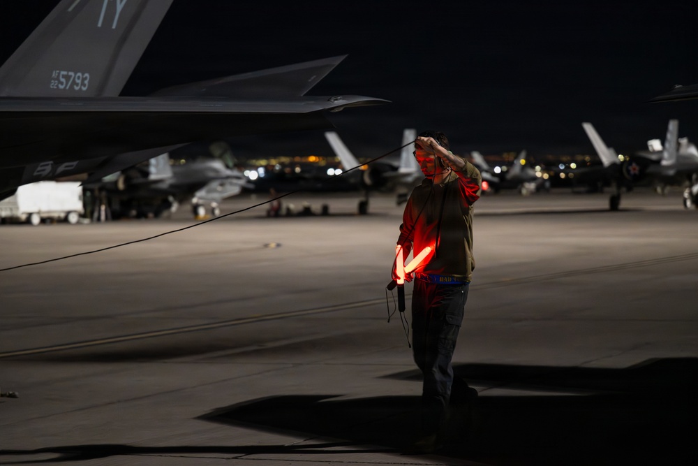 Red Flag-Nellis 26-1 Tyndall AFB F-35s at night.