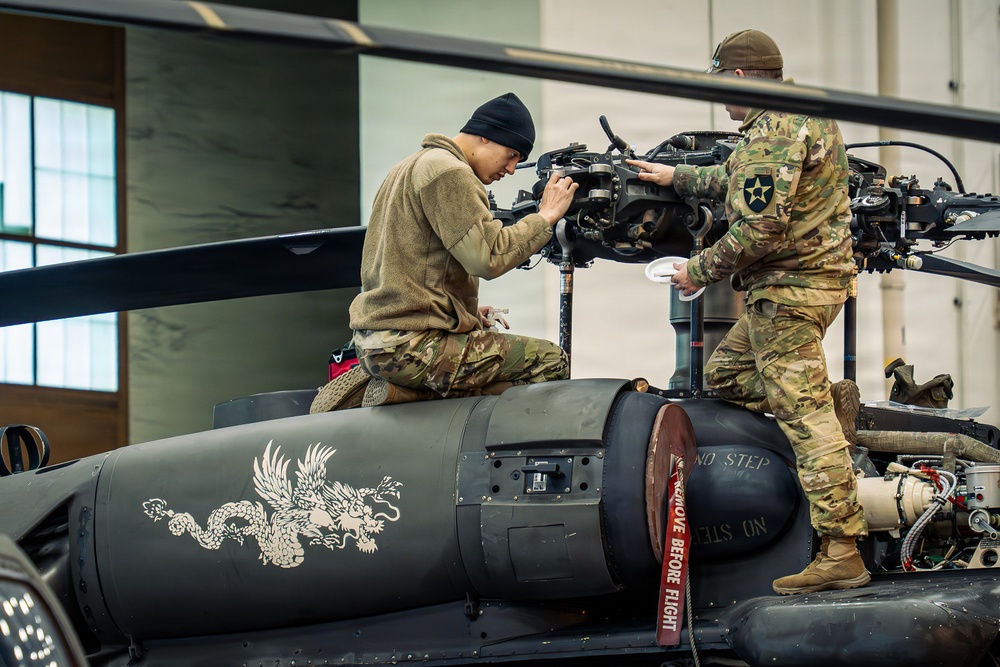 2CAB Maintainers Conduct UH-60 Black Hawk Maintenance