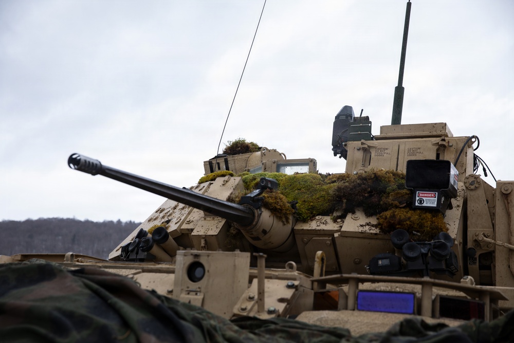 A U.S. Army Armored Vehicle On Standby During Combined Resolve 26-05